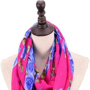 THELMA ROSE PATTERN INFINITY SCARF (WINE)